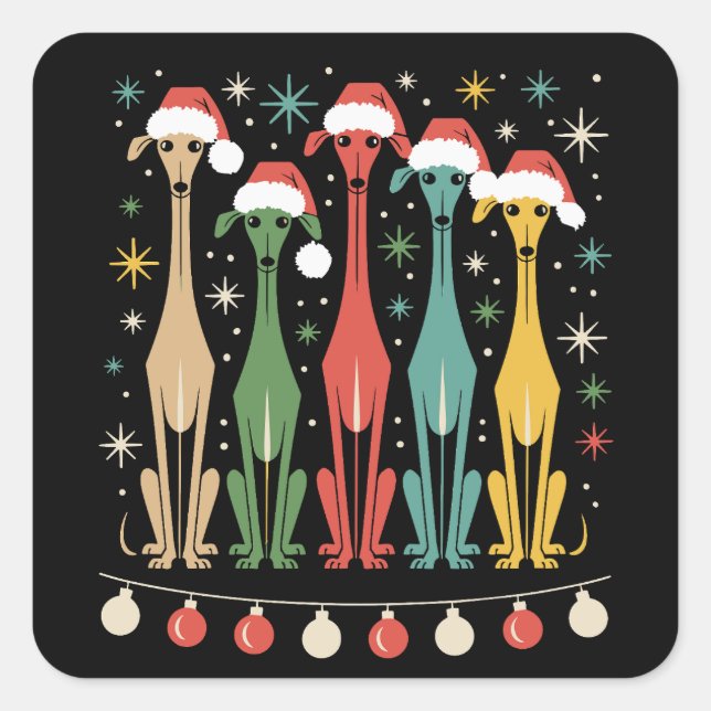 Sticker Carré Chiens modernes du milieu du siècle rétro les anné (Devant)