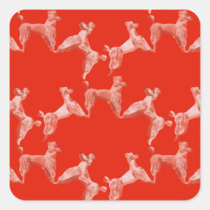 Sticker Carré Chiens rouges vintages Aquarelle de la fête des an