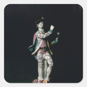 Sticker Carré Chiffre bas d'un garçon jouant un triangle