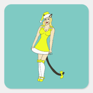Sticker Carré Chiffre de Noël jaune