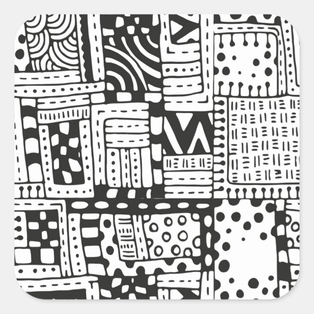 Sticker Carré Chiffres Abstraits indiens inspirés (Devant)
