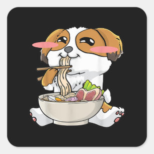 Sticker Carré Chih Tzu Chien Ramen Noodles Kawaii Cute Cadeau