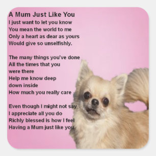 Sticker Carré Chihuahua Design - Mum Poem