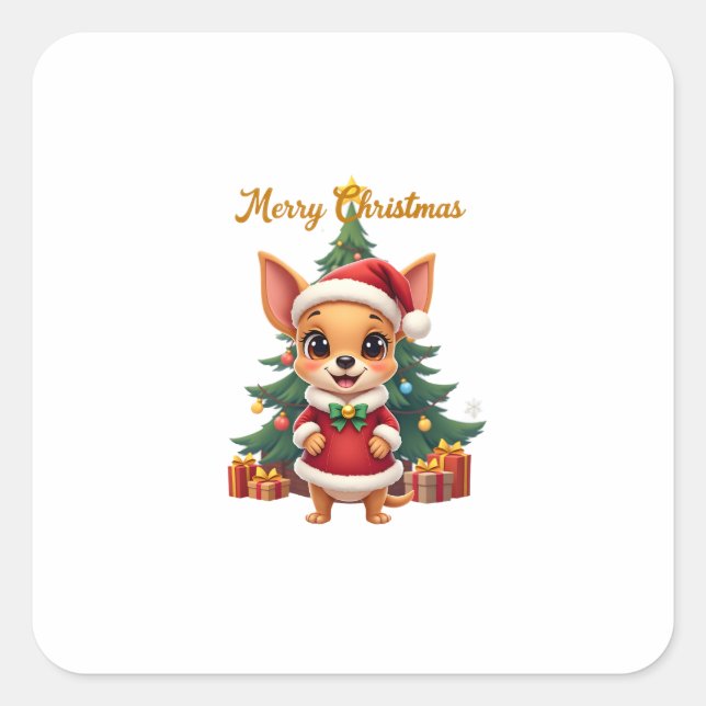 Sticker Carré Chihuahua Dog Merry Christmas (Devant)