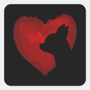 Sticker Carré Chihuahua Valentine Avec Cadeaux De Peinture De Co