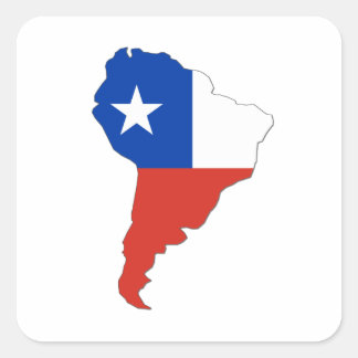 Sticker Carré Chili Drapeau sur une carte de l'Amérique du Sud