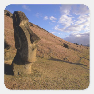 Sticker Carré Chili, île de Pâques. Coteau de Moai