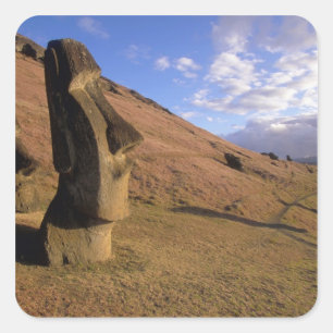 Sticker Carré Chili, île de Pâques. Coteau de Moai