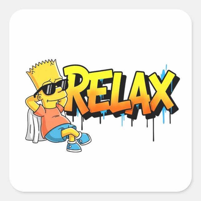 Sticker Carré Chill Bart Relax Graffiti de Style Urbain Graphiqu (Devant)