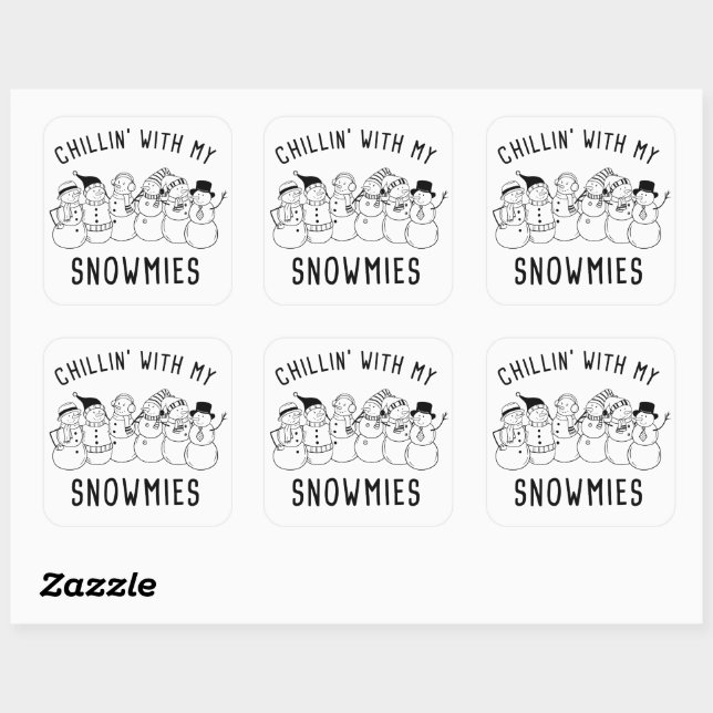 Sticker Carré Chillin avec mes neiges - Funky Silly Christmas (Feuille)