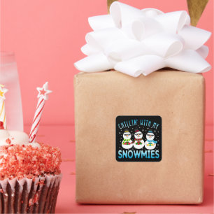 Sticker Carré Chillin drôle avec mes neiges Noël