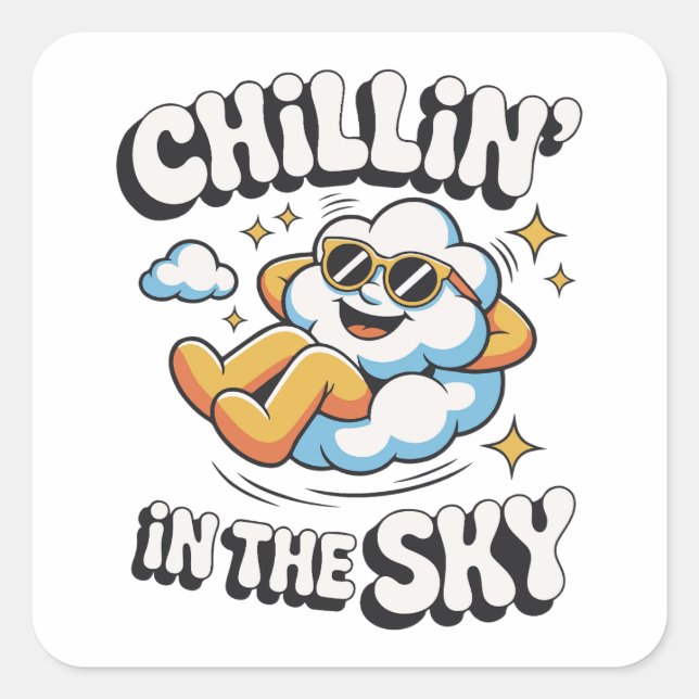 Sticker Carré Chillin' in the Sky Cute Cloud Design pour l'été a (Devant)