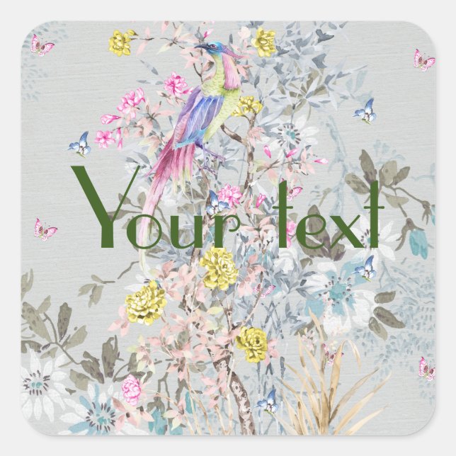 Sticker Carré Chine soirée, toile, scène de la nature, antique,  (Devant)