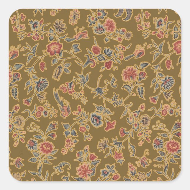Sticker Carré Chintz Fleur Classique Joli Design Floral Doux (Devant)