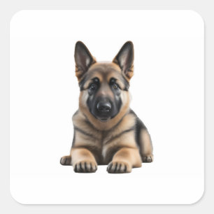 Sticker Carré Chiot berger allemand