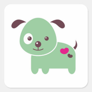 Sticker Carré Chiot de Kawaii