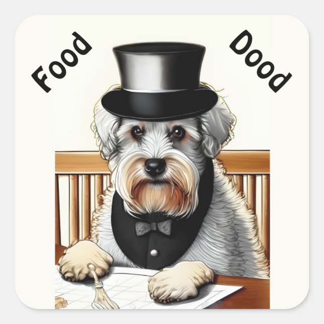 Sticker Carré Chiot Goldendoodle Mignon (Devant)
