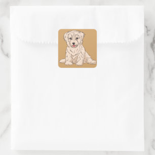 Sticker Carré Chiot Havanais Chien Mignon de Cuba Design