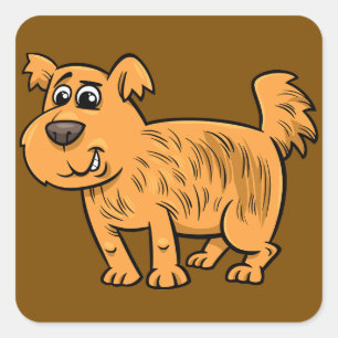 Sticker Carré Chiot orange débraillé
