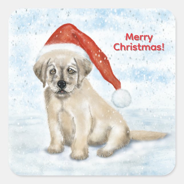 Sticker Carré Chiots de Noël (Devant)