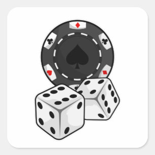 Sticker Carré Chip & Dice pour Poker