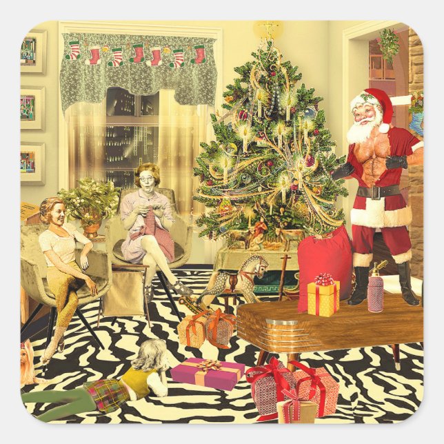 Sticker Carré Chippendale de Noël (Devant)