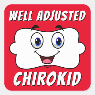 Sticker Carré ChiroKid bien ajusté Happy Vertebra Chiropratique