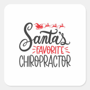 Sticker Carré Chiropracteur de Noël Santas Favorite