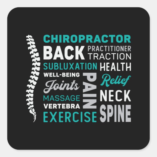 Sticker Carré Chiropraticien Spine Chiro Médecine Chiropratique (Devant)