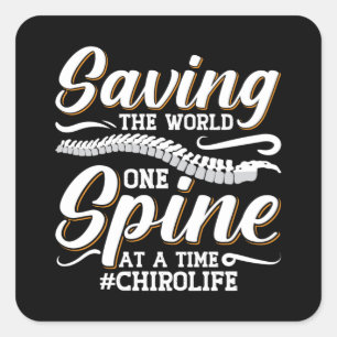 Sticker Carré Chiropratique Sauver Le Monde Spine Chiropracteur