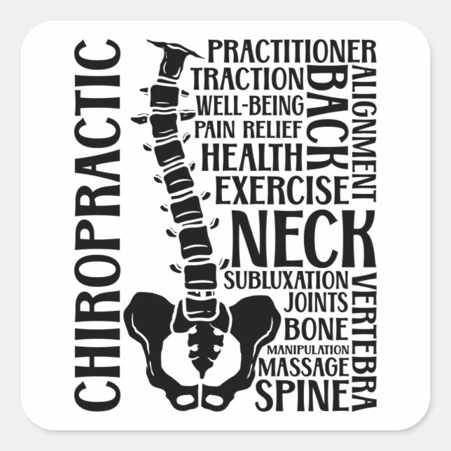 Sticker Carré Chiropratique Spine Therapist Chiro Chiropractor (Devant)