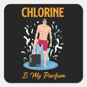 Sticker Carré Chlorine Is My Partum - Swimmer Design