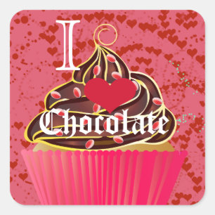 Sticker Carré Chocolat du coeur - J'aime le chocolat