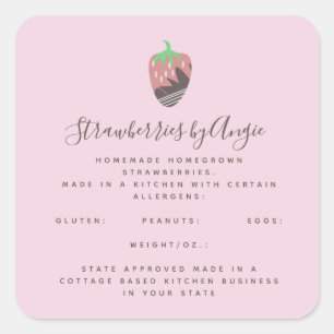 Sticker Carré Chocolat Fraise Consommé Aliments