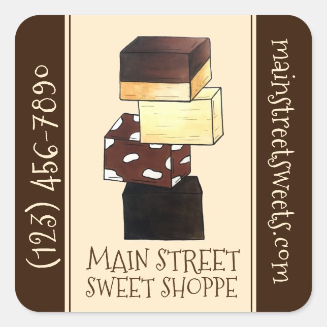 Sticker Carré Chocolat Fudge Confection Candy Sweet Shoppe (Devant)