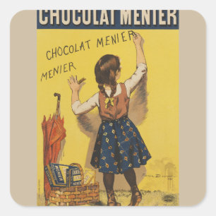 Sticker Carré Chocolat Menier Petite fille Mur écriture