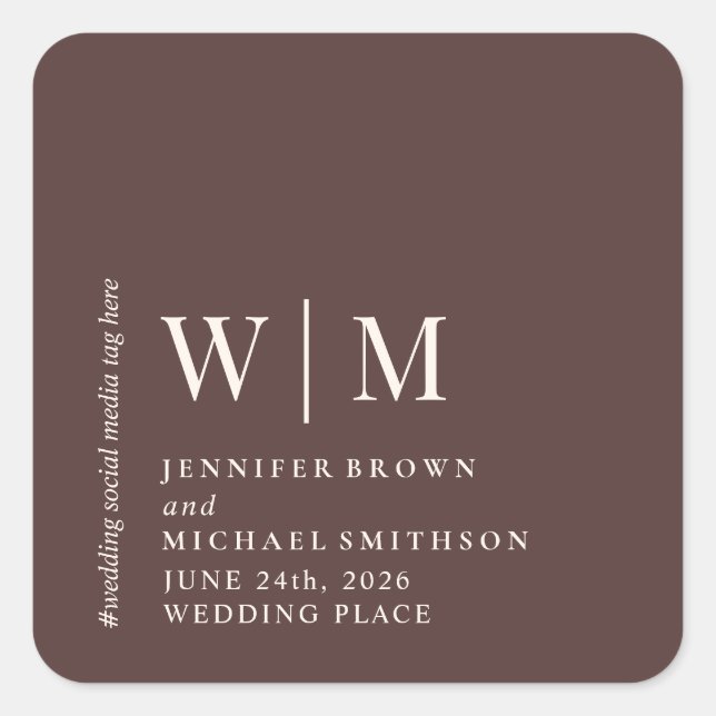 Sticker Carré Chocolate Brown Beige Formal social media Wedding (Devant)