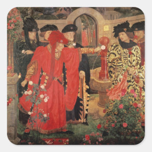 Sticker Carré Choix des Roses rouges et blancs au Temple