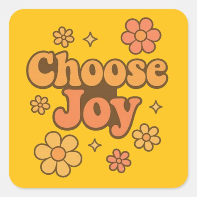 Sticker Carré Choose Joy Minimalist Art - Positive Mindset Print (Devant)