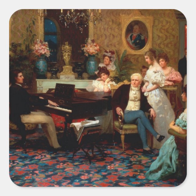 Sticker Carré Chopin Jouer le piano (Devant)