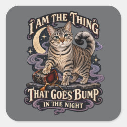 Sticker Carré Chose Qui Fait Boum Dans La Nuit Chat Halloween