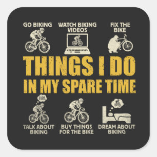 Sticker Carré Choses drôles de cyclisme que je fais à vélo penda