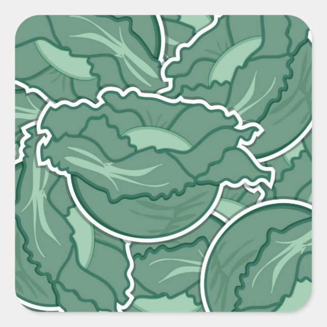 Sticker Carré Chou vert funky (Devant)