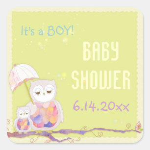 Sticker Carré Chouettes de printemps Baby Boy Douche