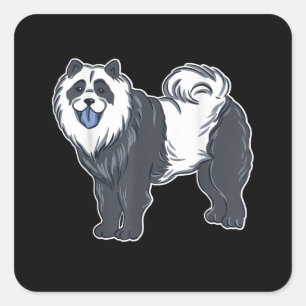 Sticker Carré Chow Chow Chien Et Ours De Panda, Chien Et Panda
