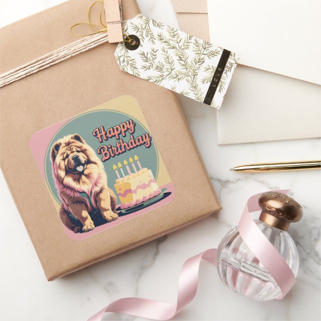 Sticker Carré Chow Chow Coloré (Cadeaux)