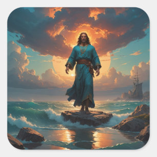 Sticker Carré Christ arrive