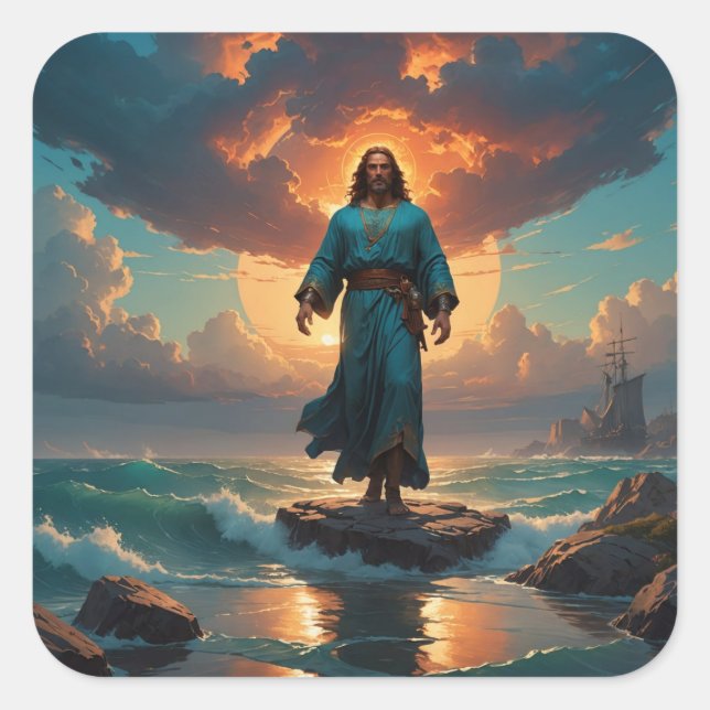 Sticker Carré Christ arrive (Devant)