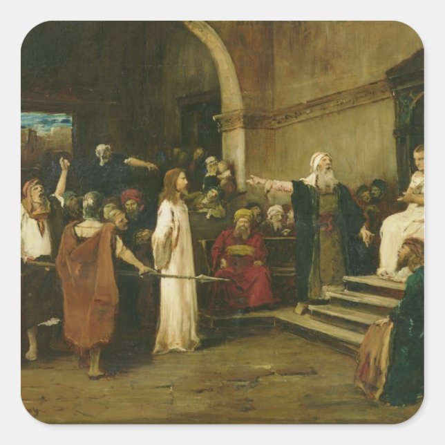 Sticker Carré Christ avant Pilate, 1880 (Devant)