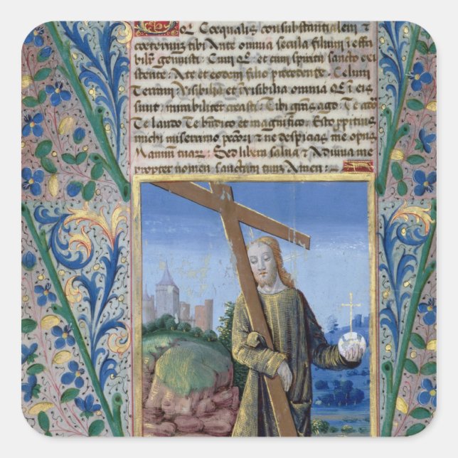 Sticker Carré Christ avec la Croix et l'orbe (Devant)